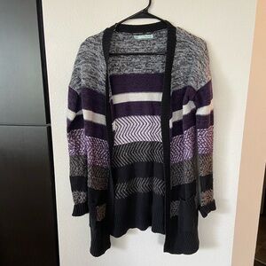 Maurice’s Slouchy Cotton Cardigan, purple and black, size medium